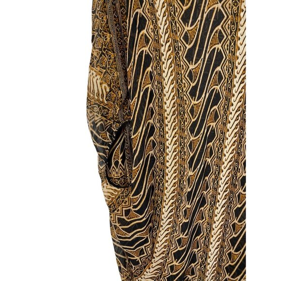 Silk Beaded Tunic Top Sheer Neutral Fall O/S - Picture 3 of 8